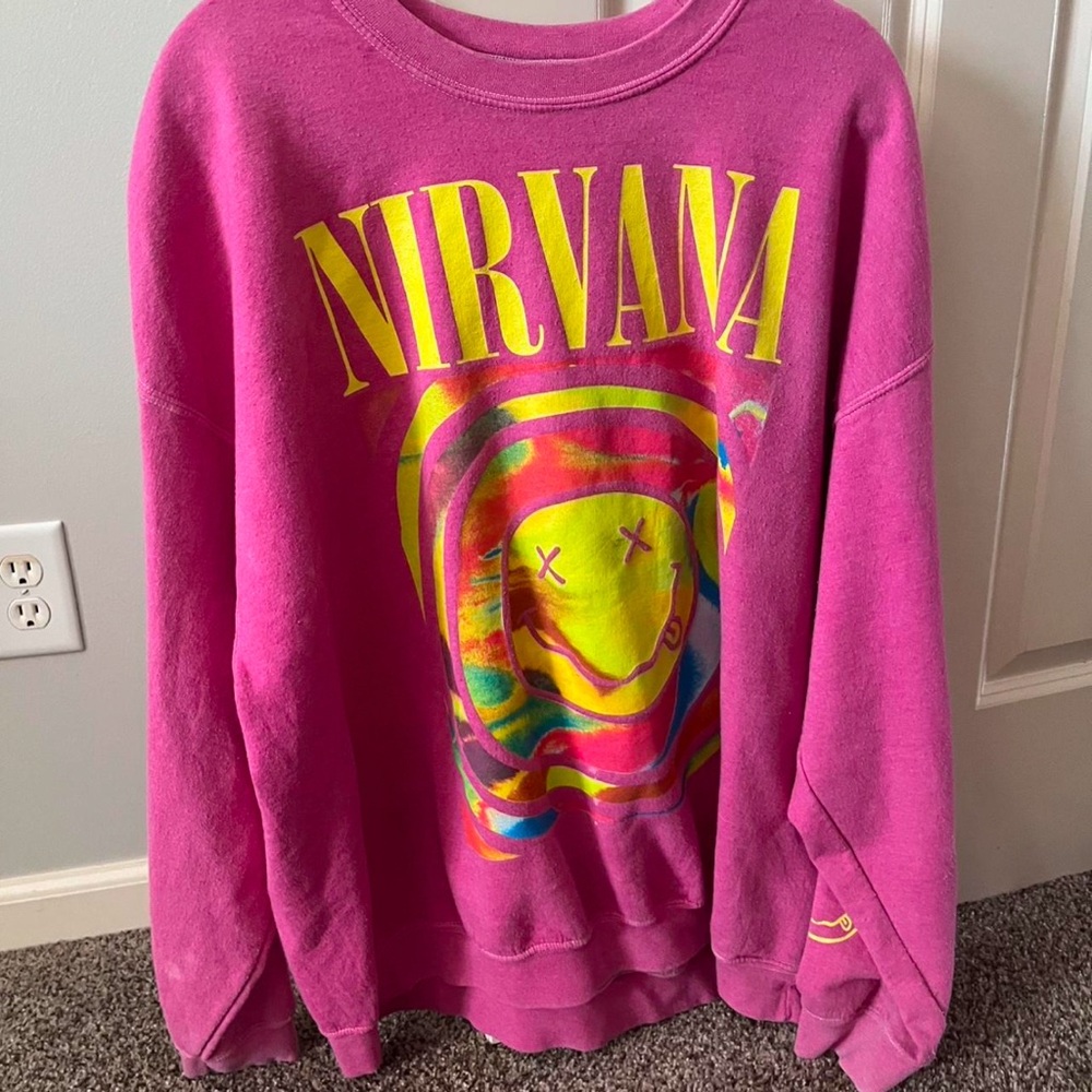 Pink Urban Outfitters Nirvana Sweatshirt Crewneck Small/Medium